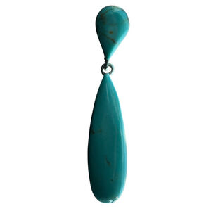 925 Mexico Turquoise Drop Earring SINGLE Silver Blue Green Teal